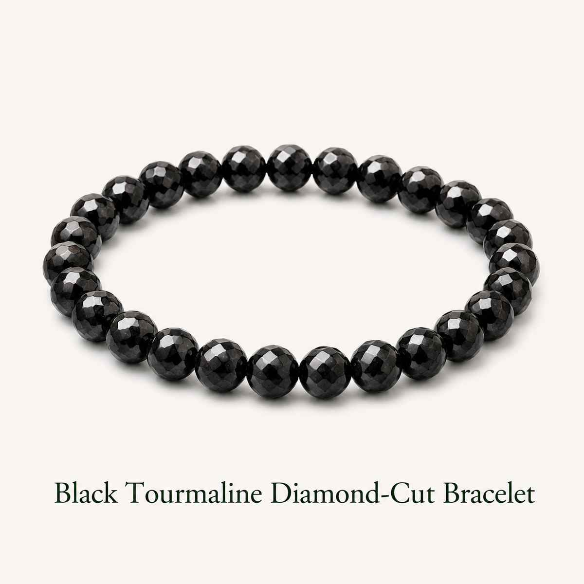 Black Tourmaline Diamond-Cut Bracelet