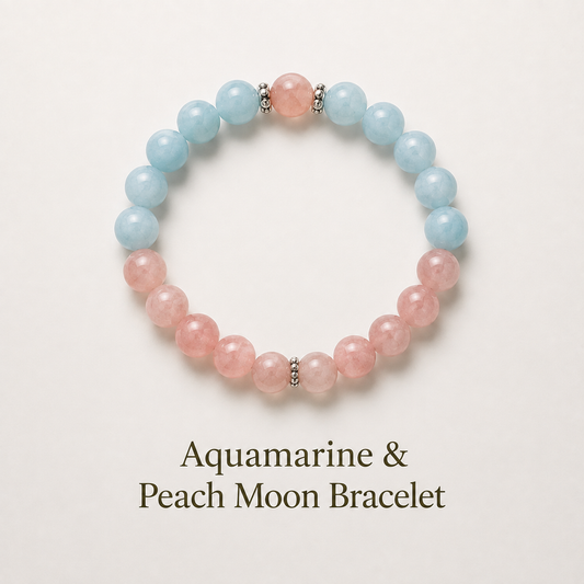 Aquamarine & Peach Moon Bracelet for Child Manifestation and get support in Pregnancy