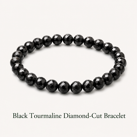 Black Tourmaline Diamond-Cut Bracelet