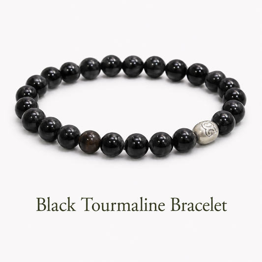Black Tourmaline Bracelet for Missing Number 8 and for Protection against Negative Energy and Evil Eye