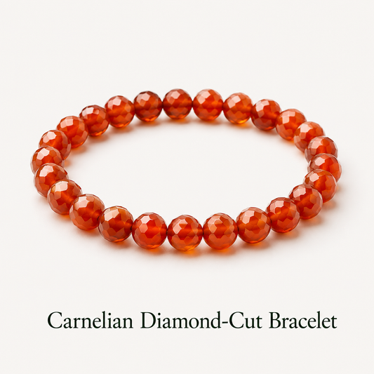 Carnelian Diamond-Cut Bracelet
