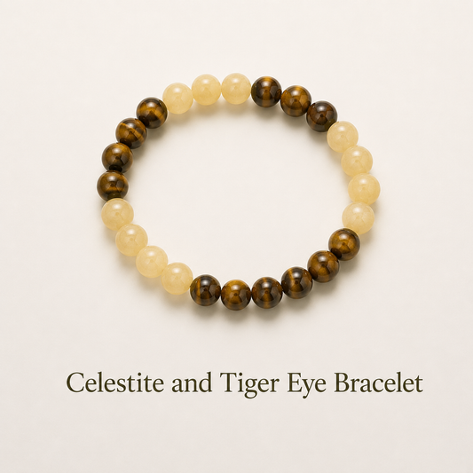 Celestite and Tiger Eye Bracelet a powerful combination for Addiction Recovery