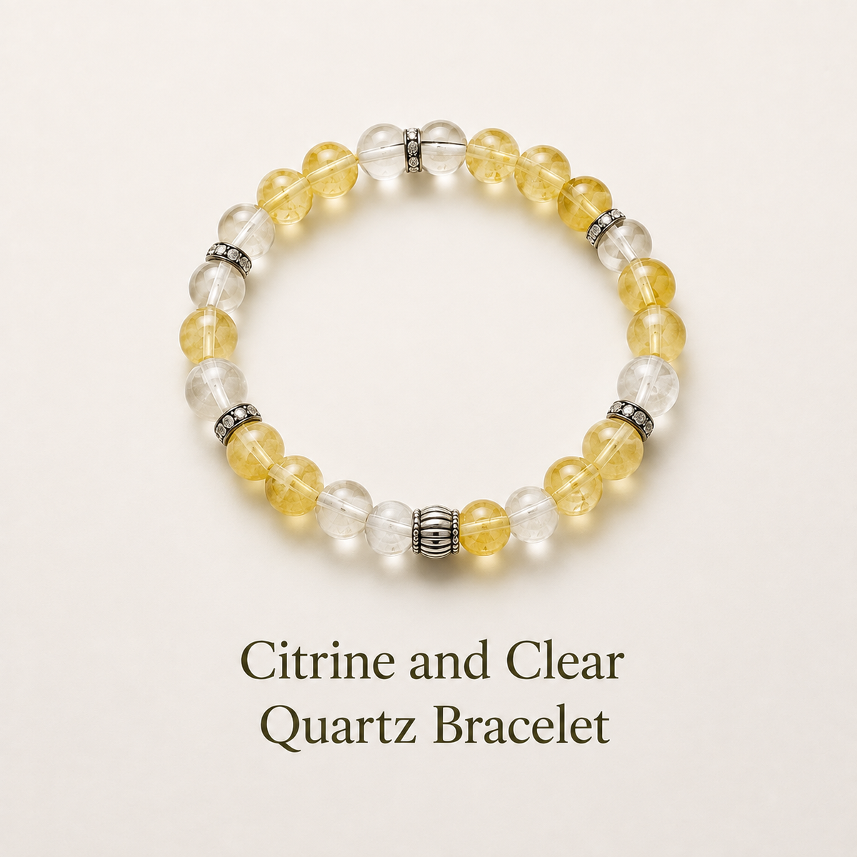 Citrine and Clear Quartz Bracelet for Mind Clarity