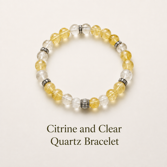 Citrine and Clear Quartz Bracelet for Mind Clarity
