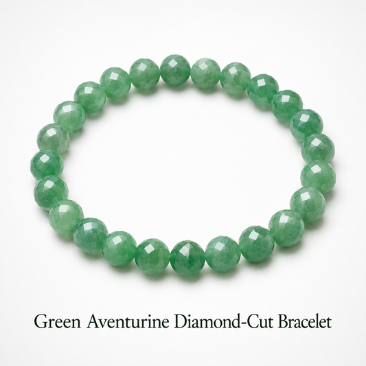 Green Aventurine Diamond-Cut Bracelet