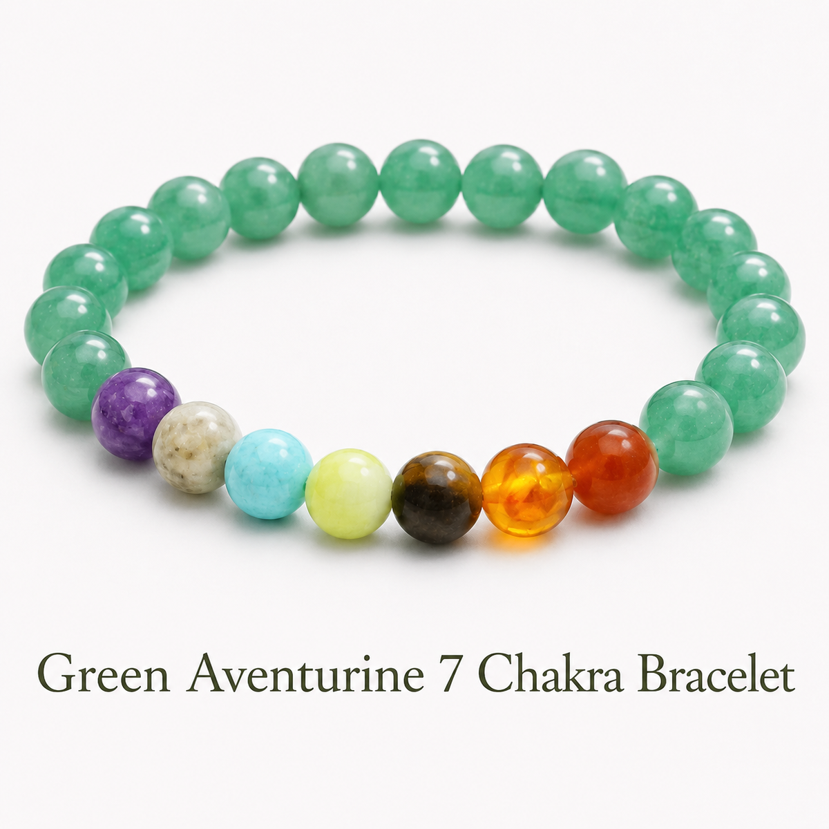 Green Aventurine 7 Chakra Bracelet for Prosperity and Chakra Balance for Missing Number 5