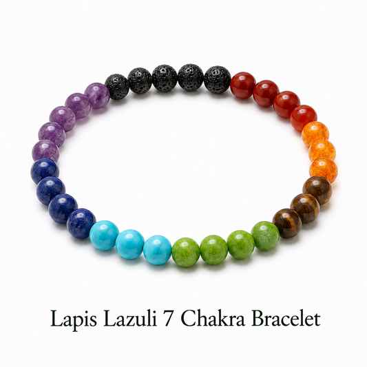 Lapis Lazuli 7 Chakra Bracelet for Missing Number 4 and Balance your Body Chakra