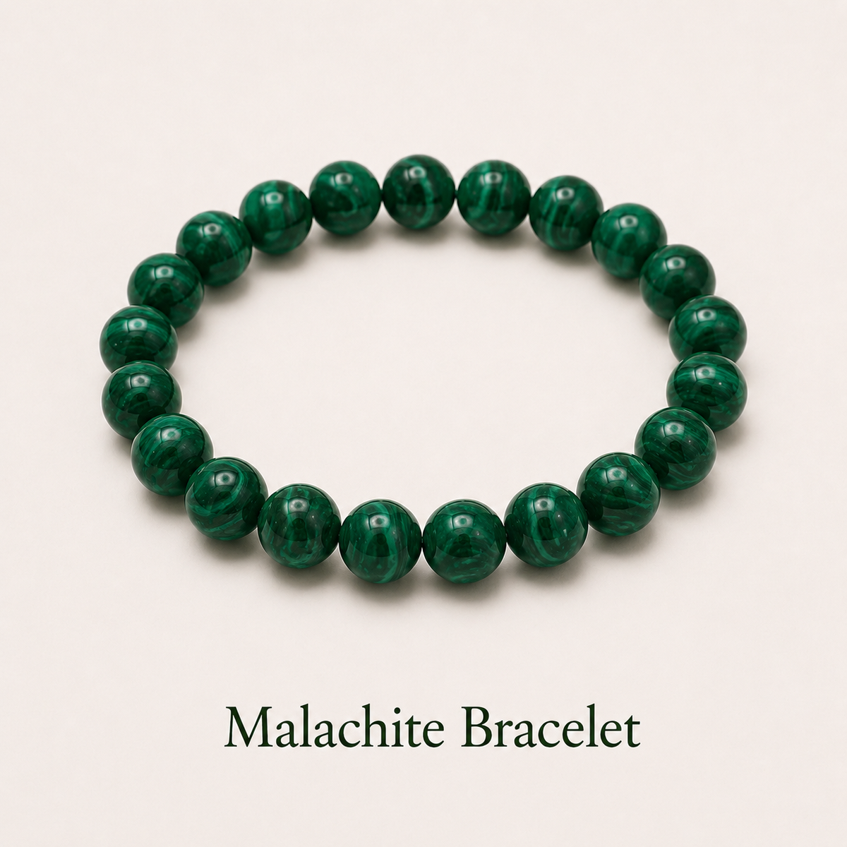 Malachite Bracelet Associated with Heart Chakra and Help with Emotional Healing and Self Reflection