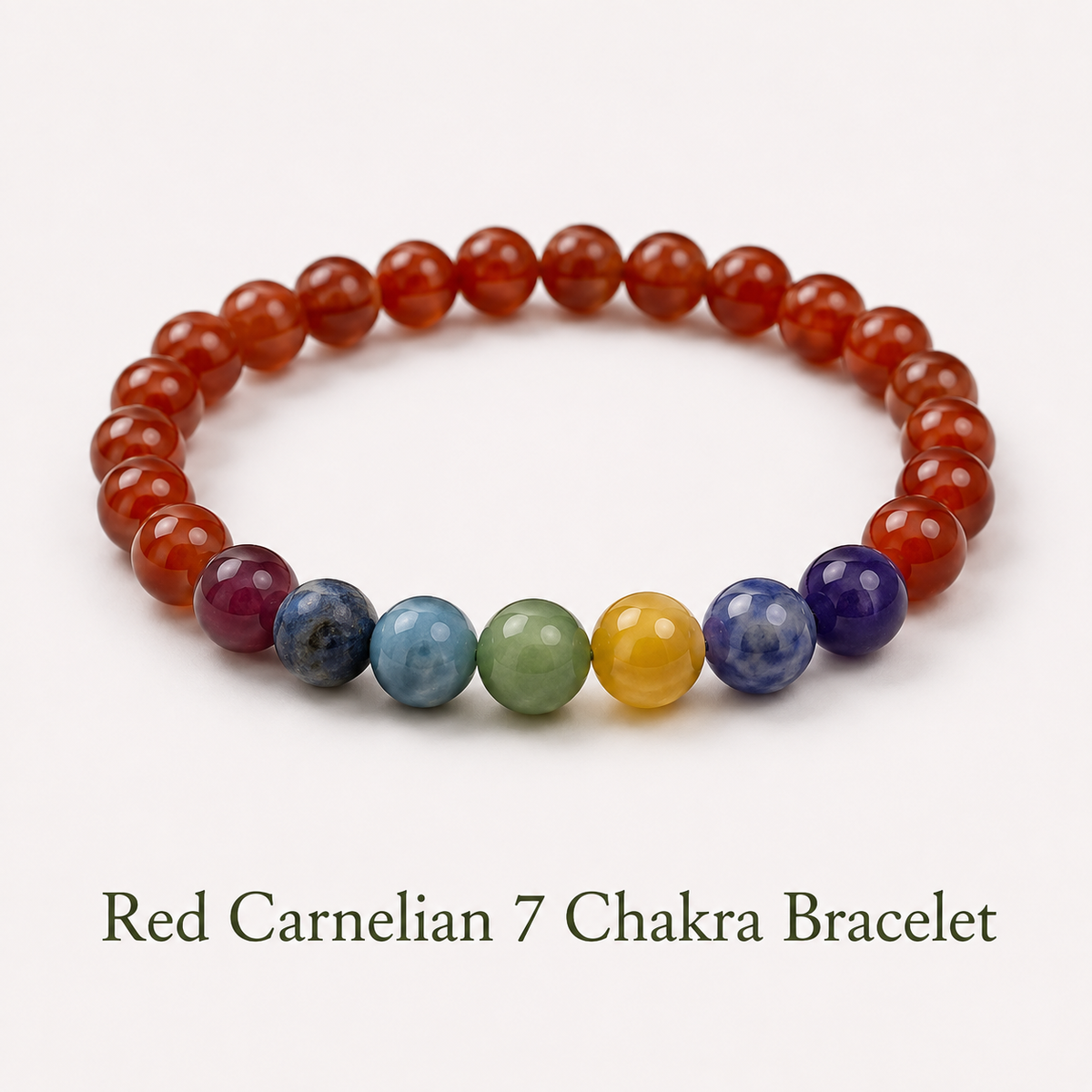 Red Carnelian 7 Chakra Bracelet for Creativity and Communication Skills