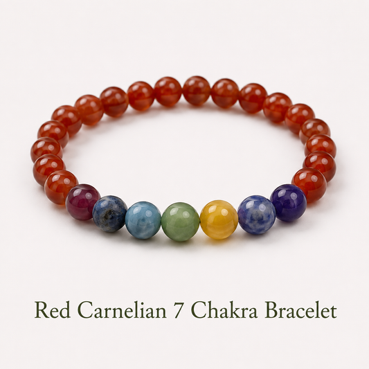 Red Carnelian 7 Chakra Bracelet for Creativity and Communication Skills