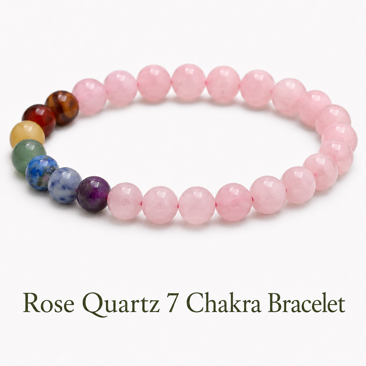 Rose Quartz 7 Chakra Bracelet for Love and Healing