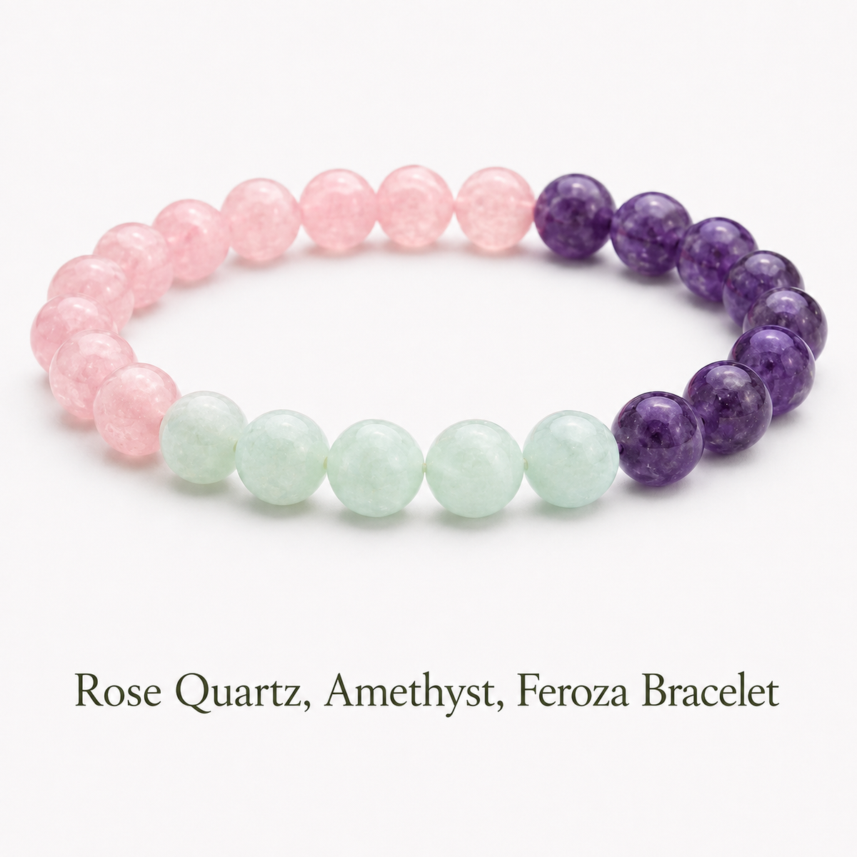 Harmonious Energies Gemstone Bracelet: Rose Quartz, Amethyst, Feroza